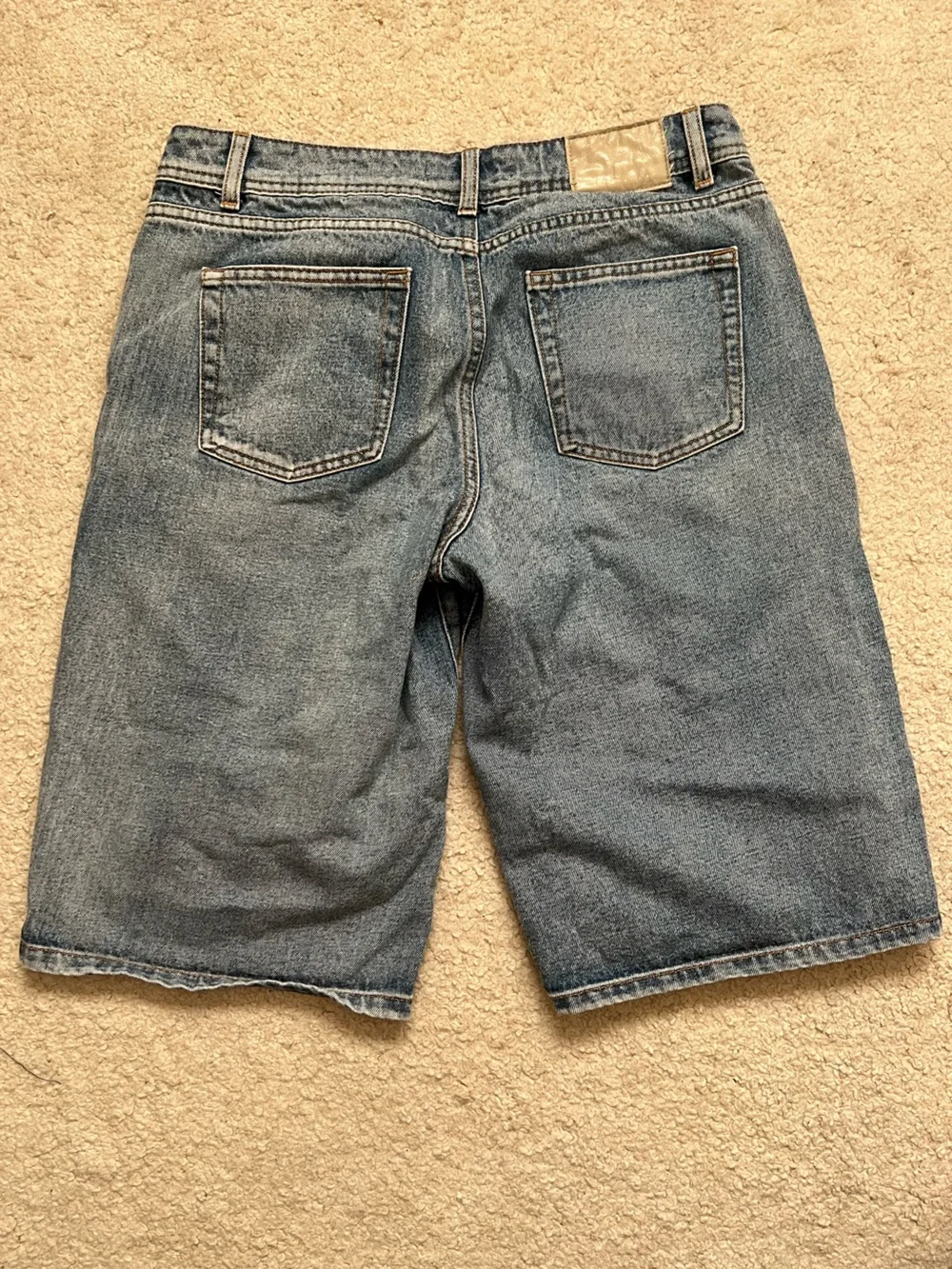 Long Light Blue Denim Jorts